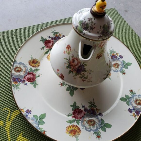 Camp MacKenzie Childs Enameled Coffee Pot and Platter - Picture 1 of 8